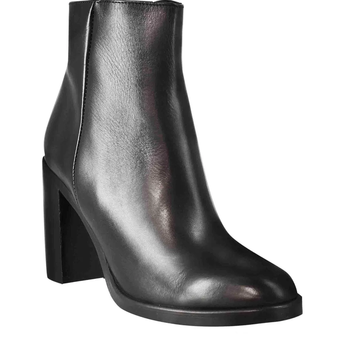 Leonardo Smooth Women'S Ankle Boot With High Heel In Black Leather Hot