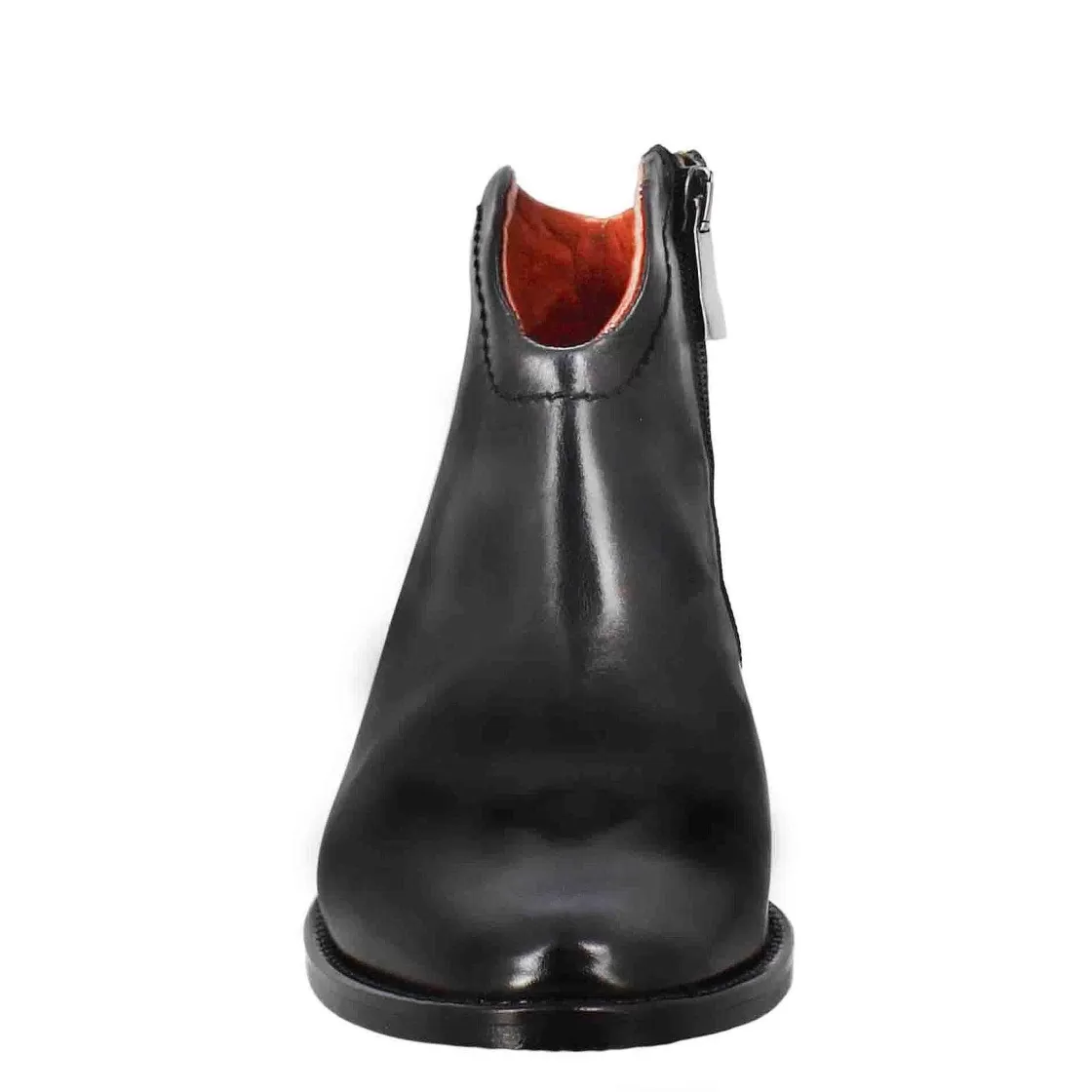 Leonardo Smooth Women'S Ankle Boot With Medium Heel In Black Leather Best Sale