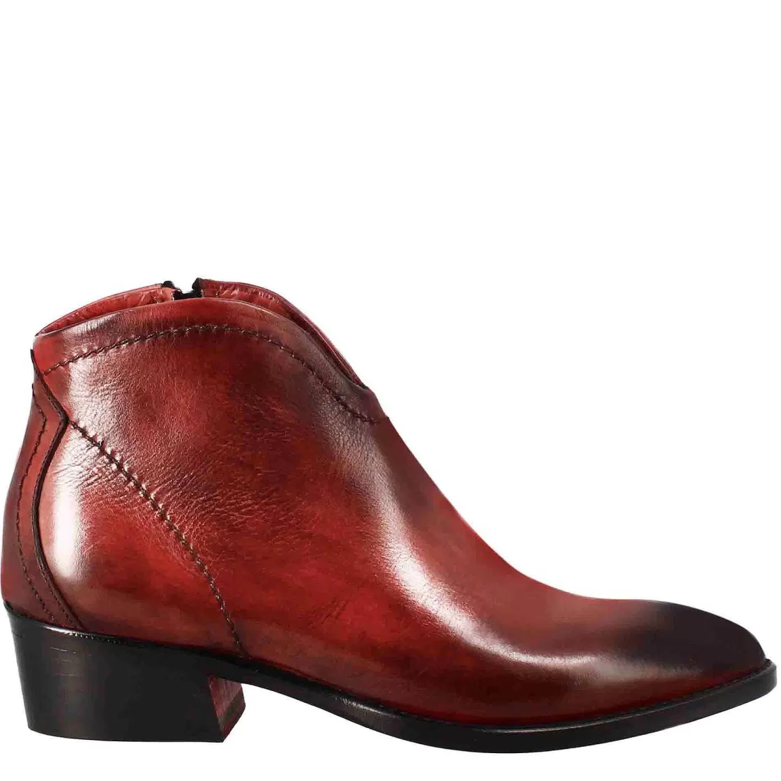 Leonardo Smooth Women'S Ankle Boot With Medium Heel In Red Leather Store