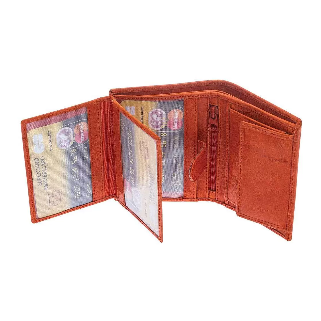 Leonardo Unisex Sauvage Wallet Handmade In Orange Calfskin Weave Banknote Compartments Clearance