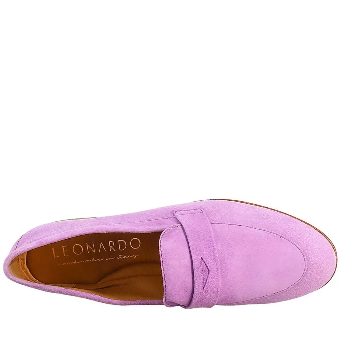 Leonardo Woman'S Bag Moccasin In Lilac Suede Clearance