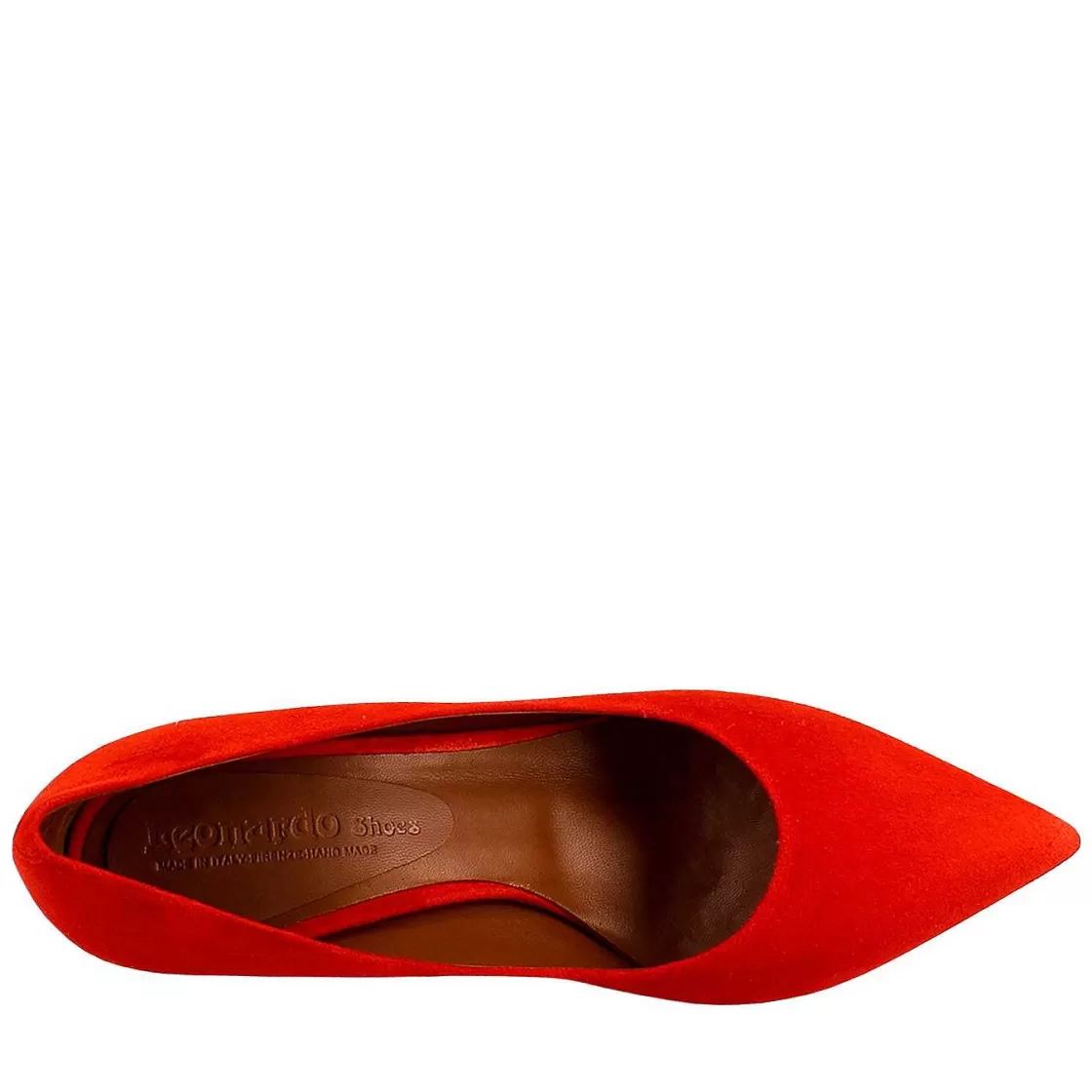 Leonardo Woman'S Decollete In Pointy Red Suede Leather Cheap