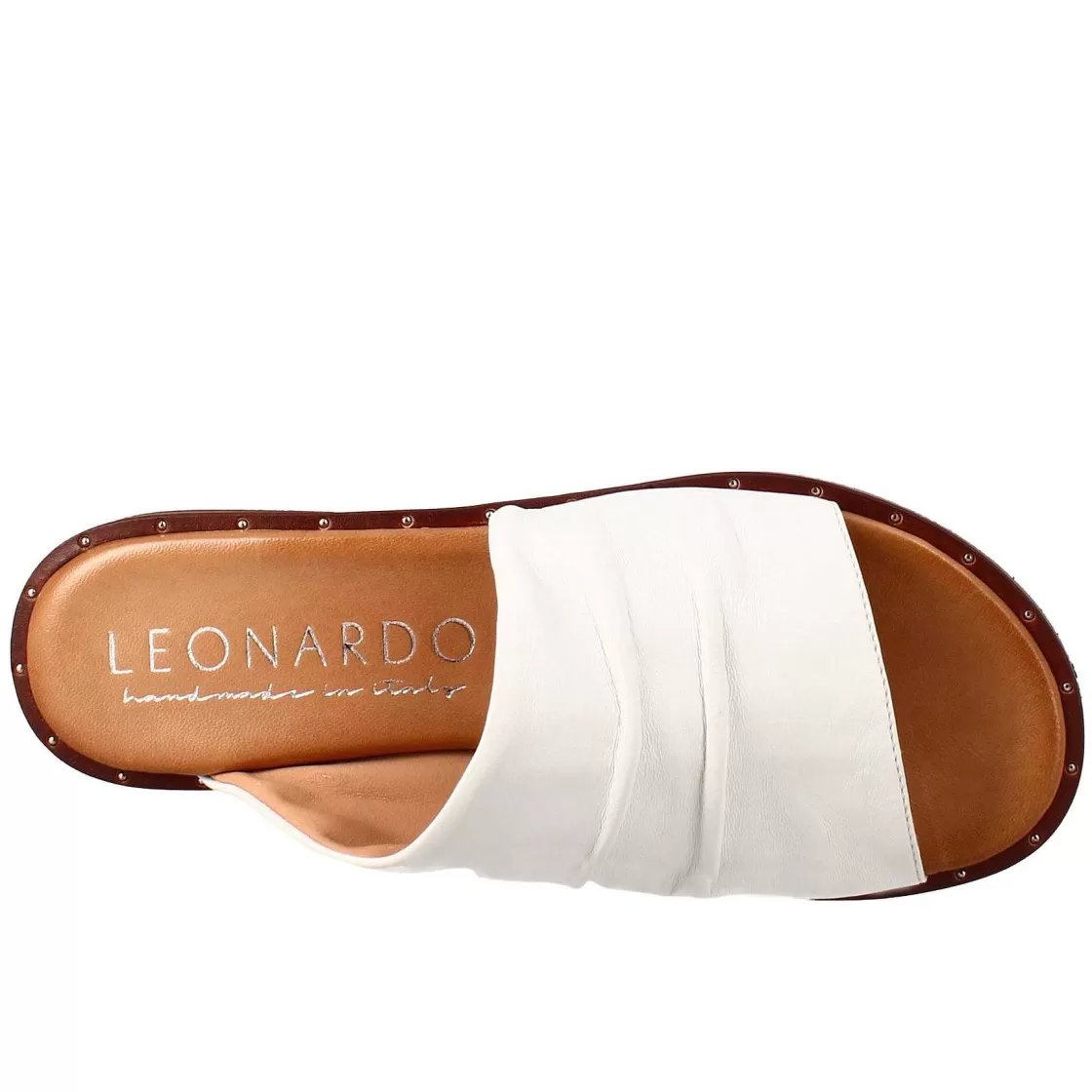Leonardo Women'S Band Sandal In White Leather Best