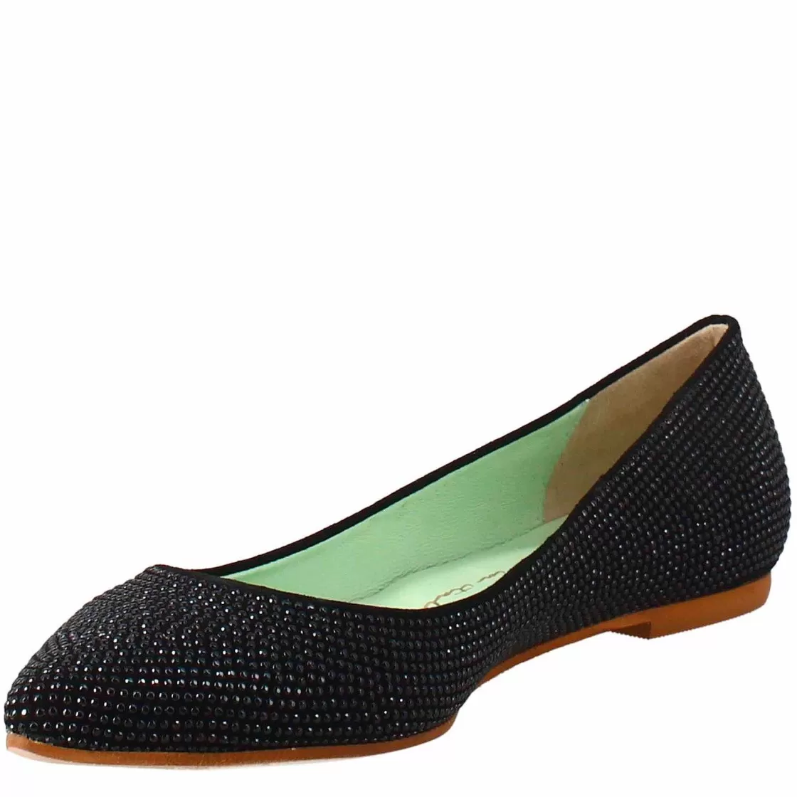 Leonardo Women'S Black Suede Ballet Flats With Rhinestones Best Sale