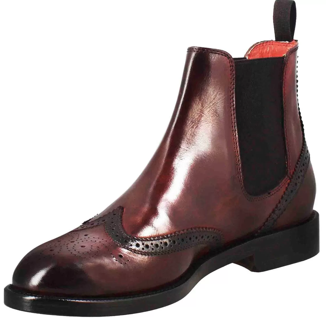 Leonardo Women'S Chelsea Boot With Brogue Details In Burgundy Leather Outlet