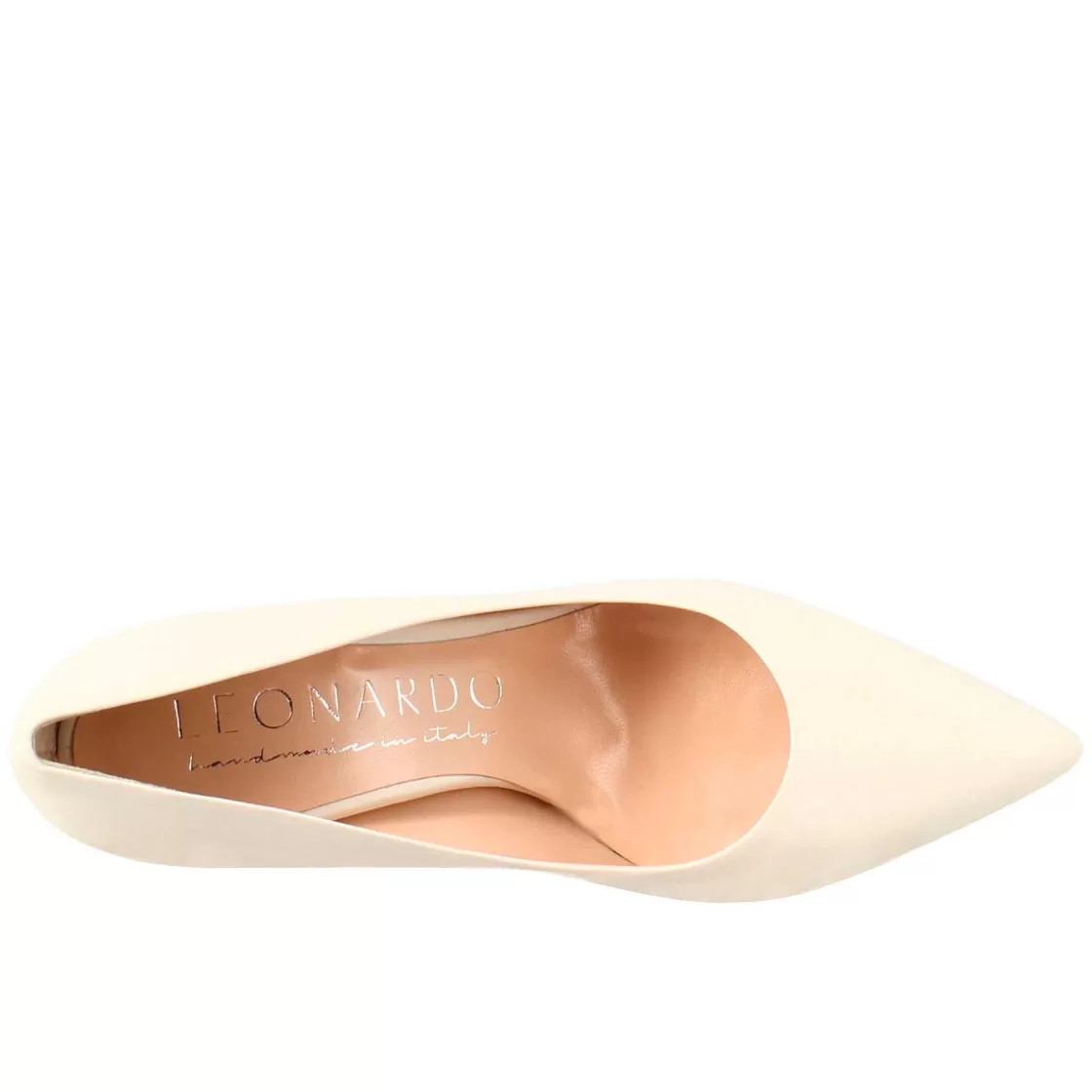 Leonardo Women'S Decollete In Beige Leather With Pointed Toe Clearance