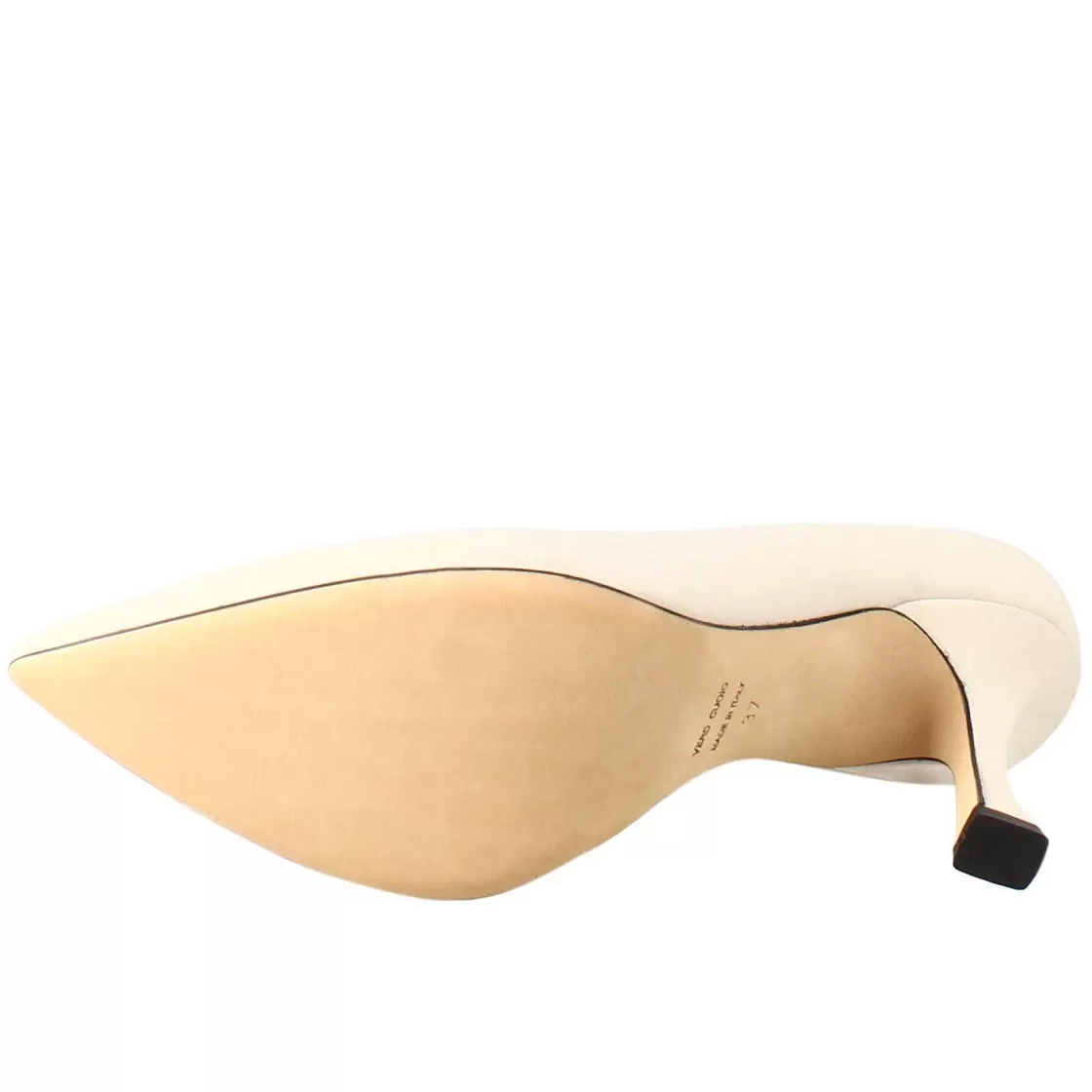 Leonardo Women'S Decollete In Beige Leather With Pointed Toe Clearance