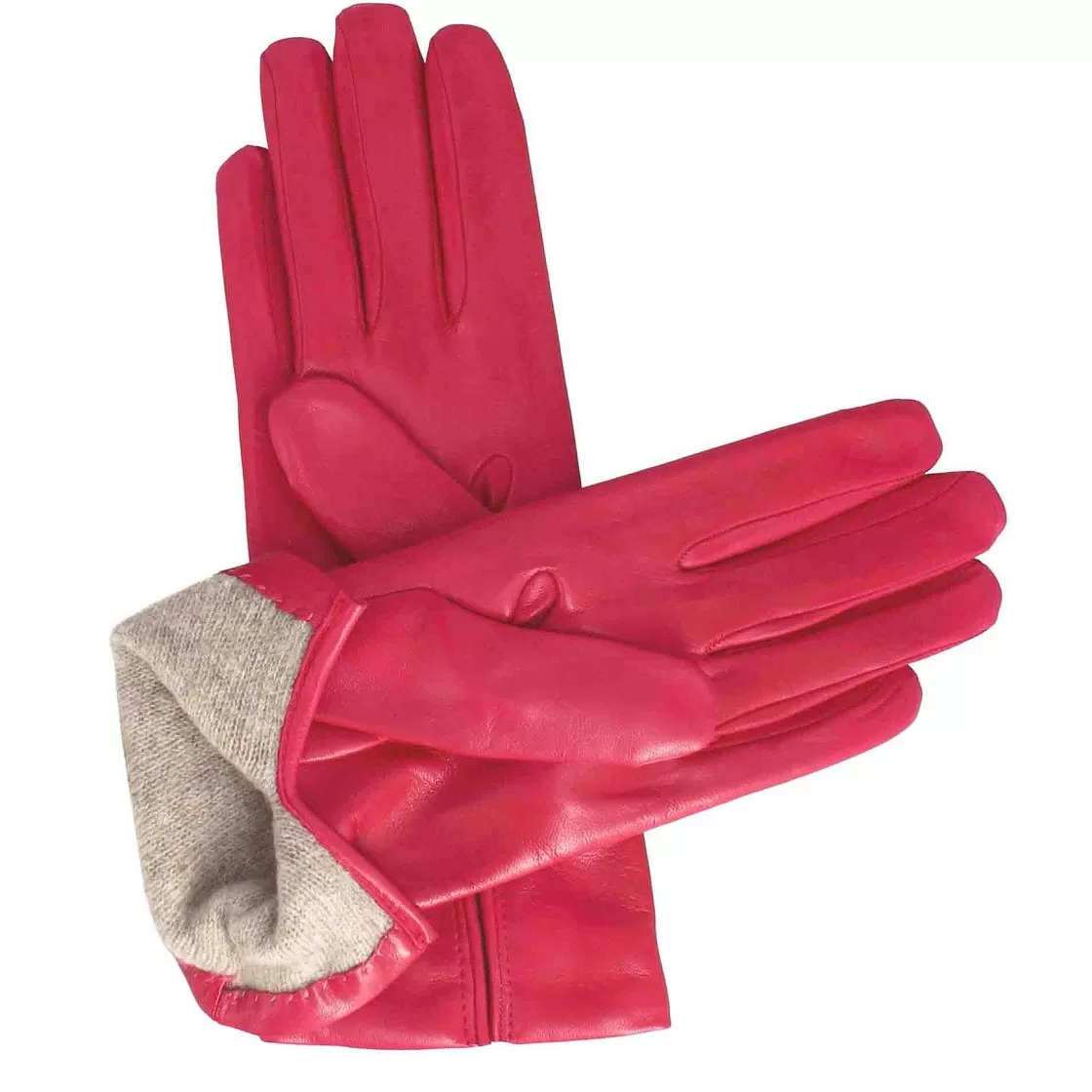 Leonardo Women'S Glove In Smooth Fuchsia Leather With Cashmere Lining Best