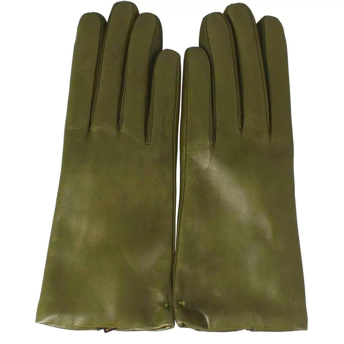 Leonardo Women'S Glove In Smooth Green Leather With Cashmere Lining Flash Sale