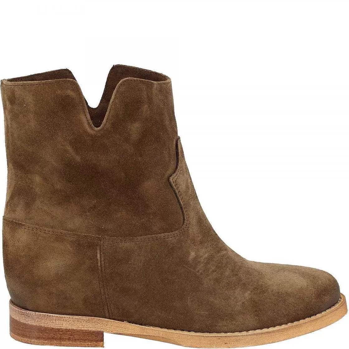 Leonardo Women'S Handmade Ankle Boots With Internal Platform In Brown Suede Leather Shop