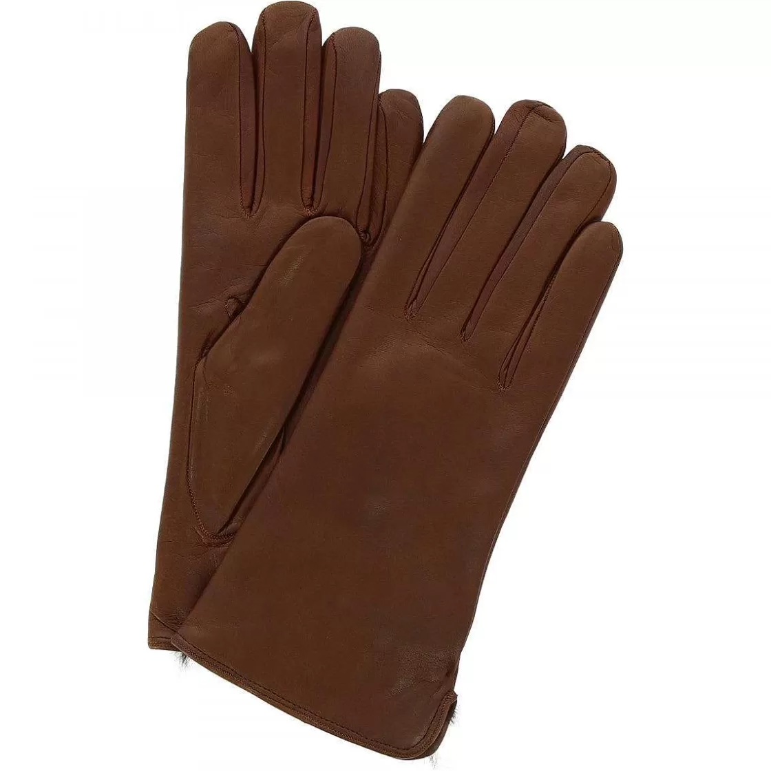 Leonardo Women'S Handmade Brown Nappa Leather Gloves With Fur Sale