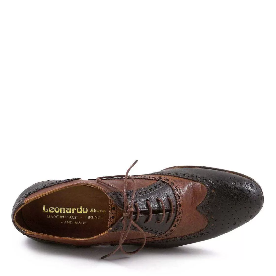 Leonardo Women'S Handmade Brown/Leather Low Oxford Shoes Discount