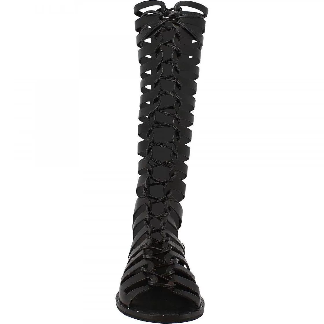 Leonardo Women'S Handmade Flat Gladiator Sandals In Black Calf Leather With Zip. Discount