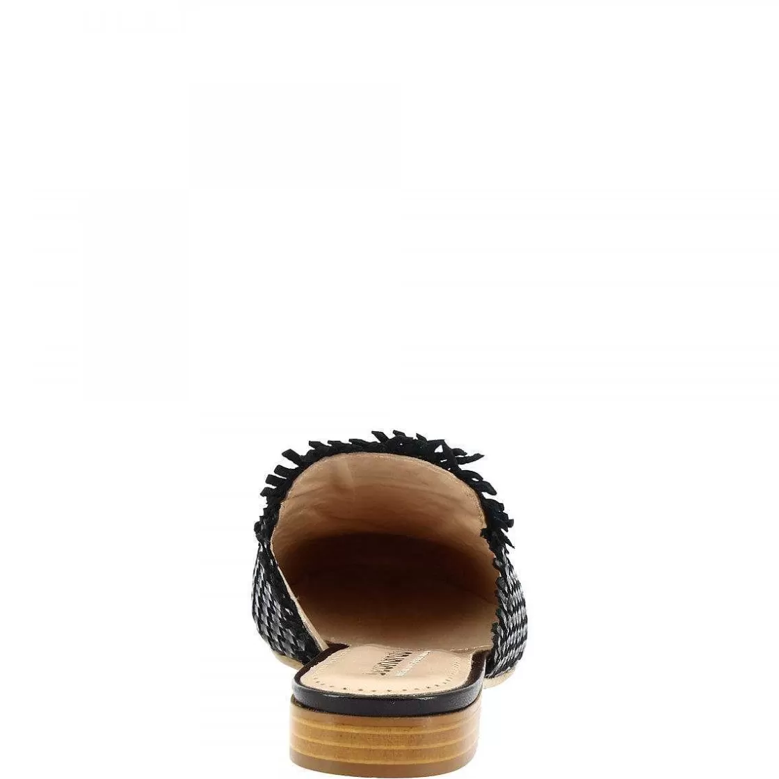 Leonardo Women'S Handmade Flat Mules Sandals In Black Woven Leather Cheap