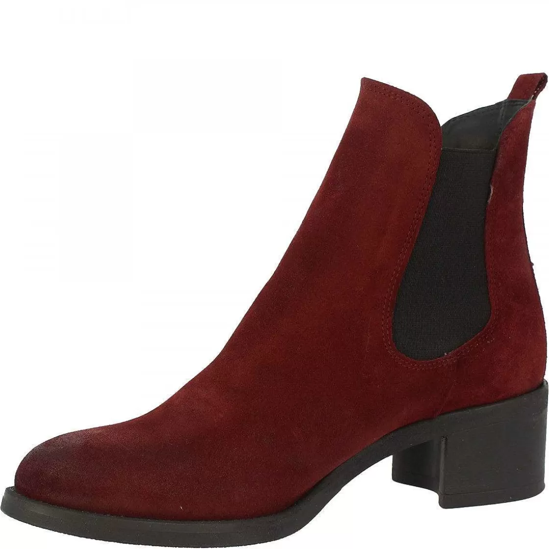 Leonardo Women'S Handmade Heeled Ankle Boots In Burgundy Suede Leather Sale