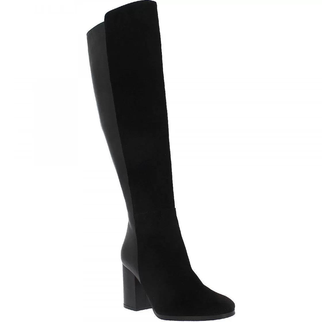 Leonardo Women'S Handmade Heeled Boots In Black Leather And Suede Flash Sale