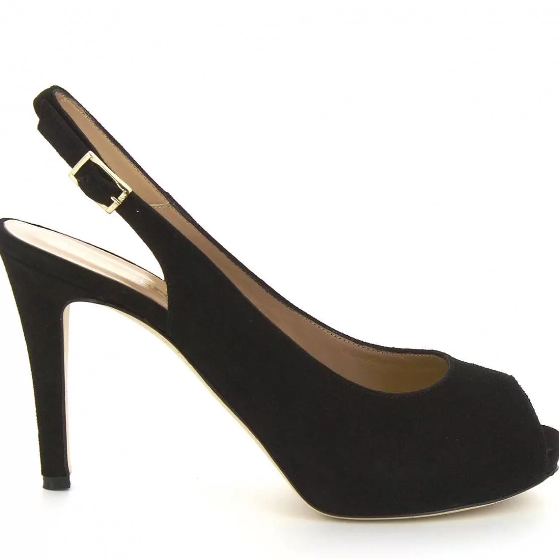 Leonardo Women'S Handmade High Heels Slingback Sandals In Black Suede Leather Store