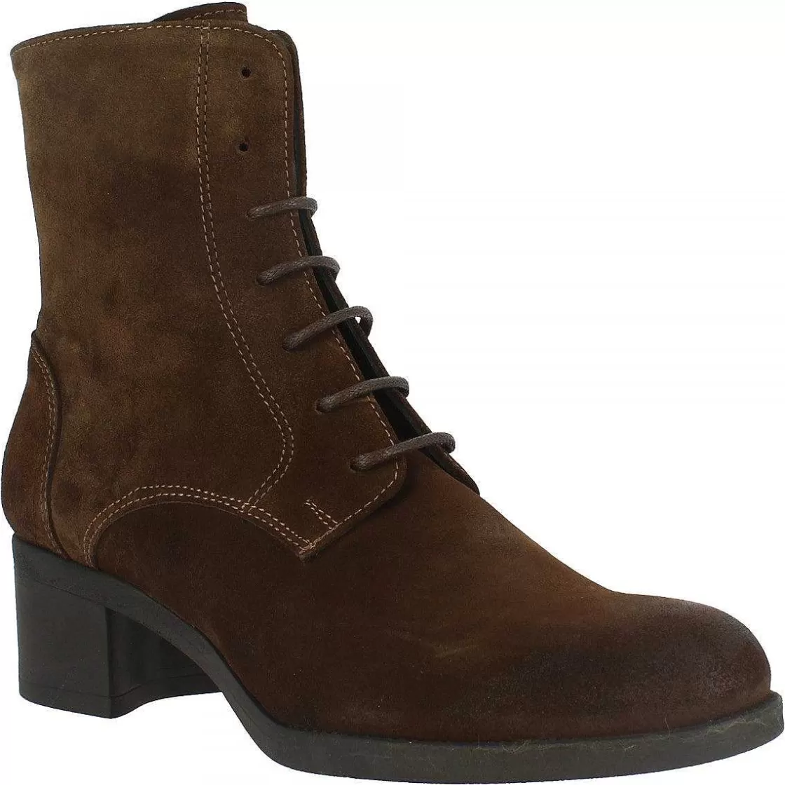 Leonardo Women'S Handmade Lace-Up Ankle Boots In Dark Brown Suede With Zip Outlet