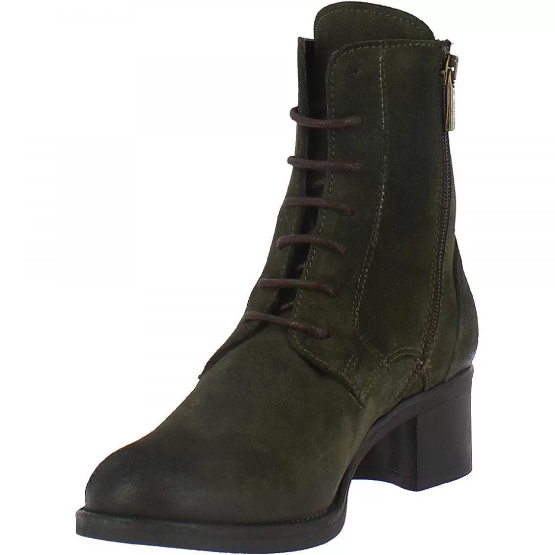 Leonardo Women'S Handmade Lace-Up Ankle Boots In Green Suede Leather Shop