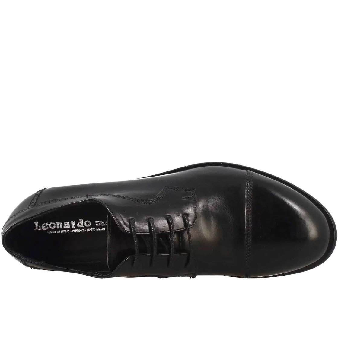 Leonardo Women'S Handmade Low Laced Shoe In Black Leather Outlet