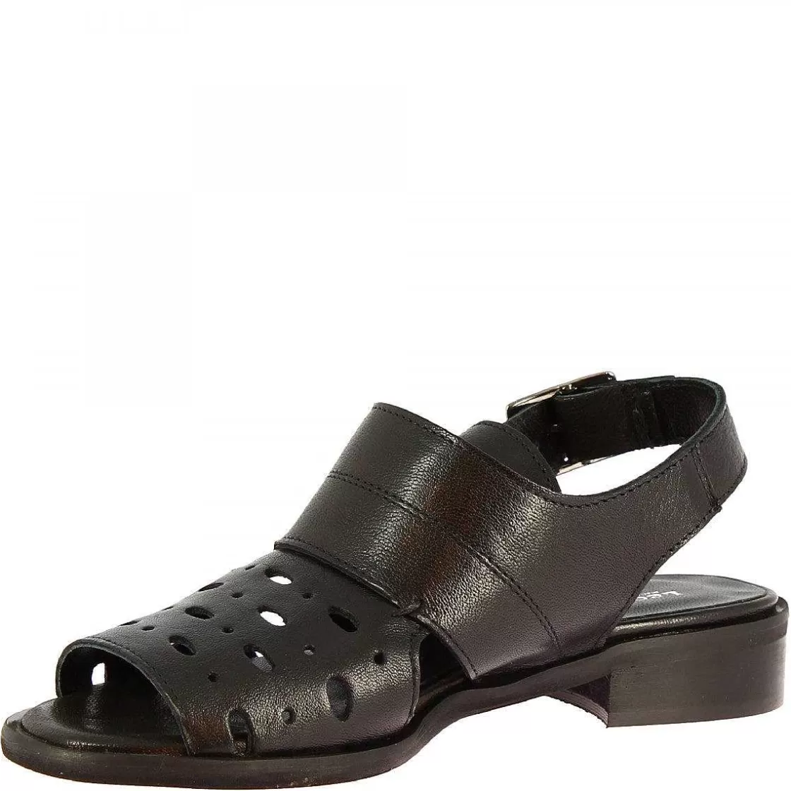 Leonardo Women'S Handmade Low Sandals In Black Calf Leather With Buckle Shop