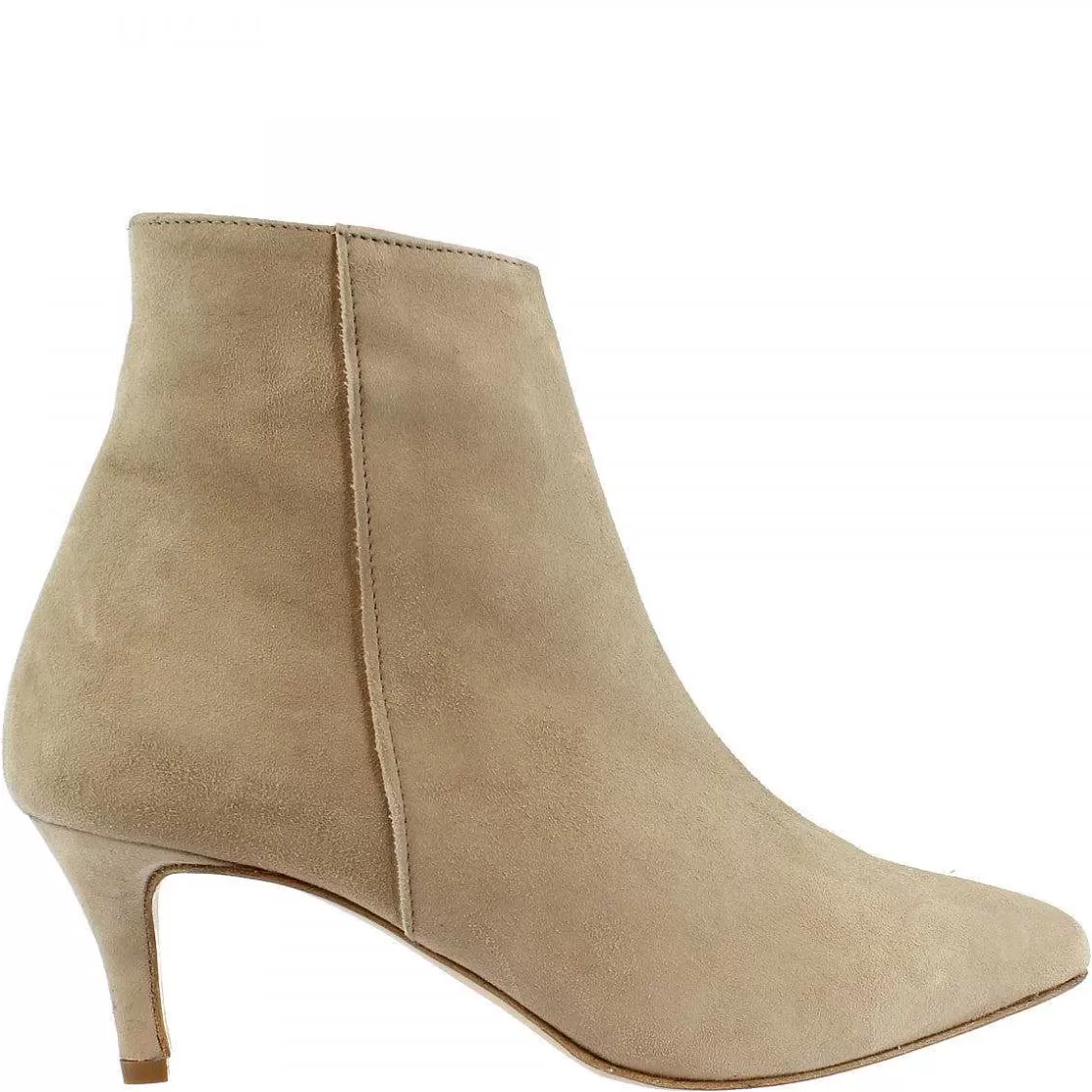 Leonardo Women'S Handmade Pointed Toe Heels Ankle Boots In Taupe Suede Leather Hot