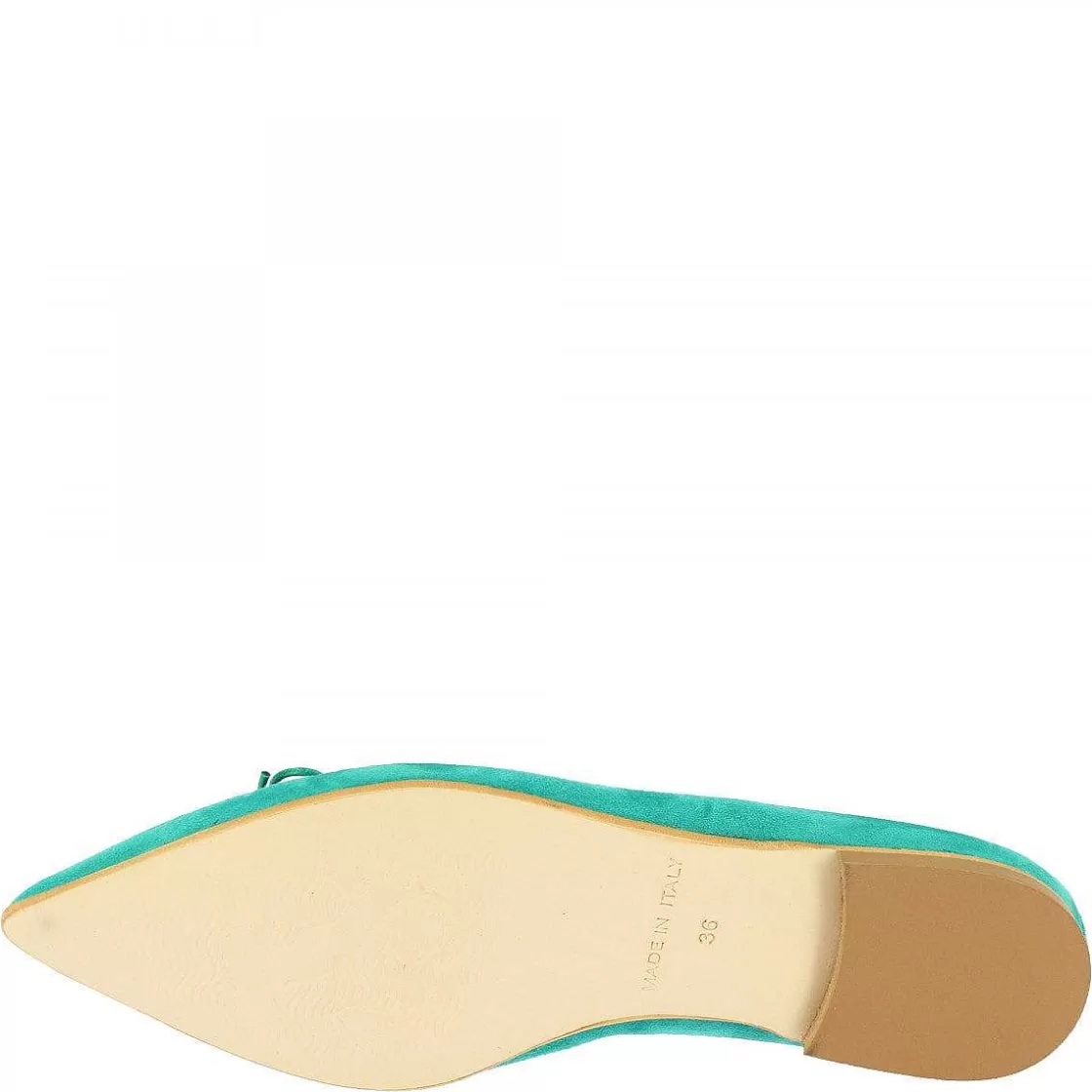 Leonardo Women'S Handmade Pointed Toe Slip-On Ballet Flats Shoes In Turquoise Suede Leather Discount