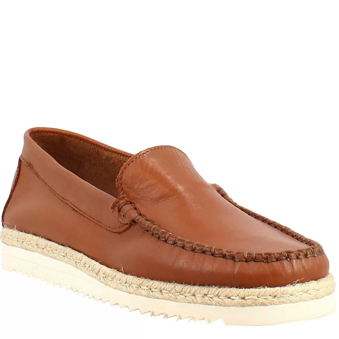 Leonardo Women'S Handmade Round Toe Loafers In Brown Nappa Leather Hot