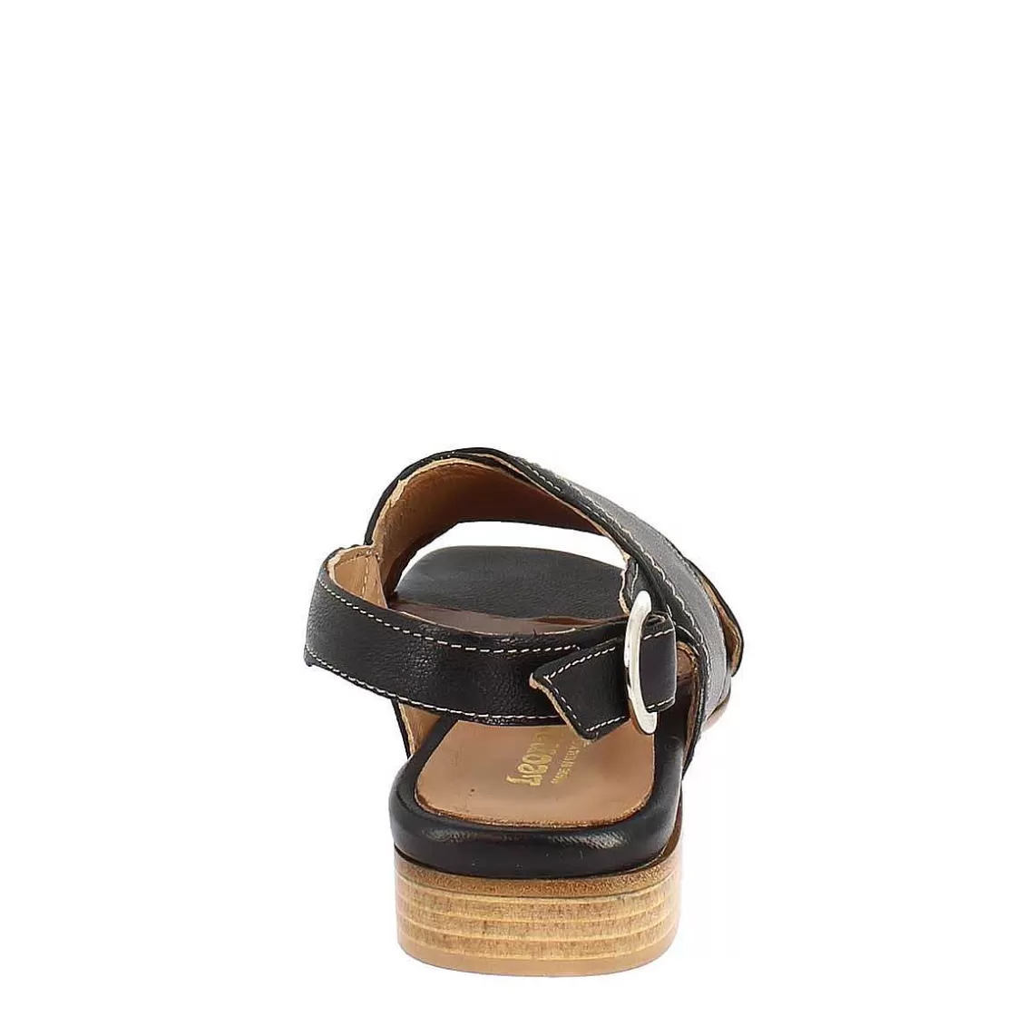 Leonardo Women'S Handmade Slingback Flat Sandals In Black Leather. Cheap