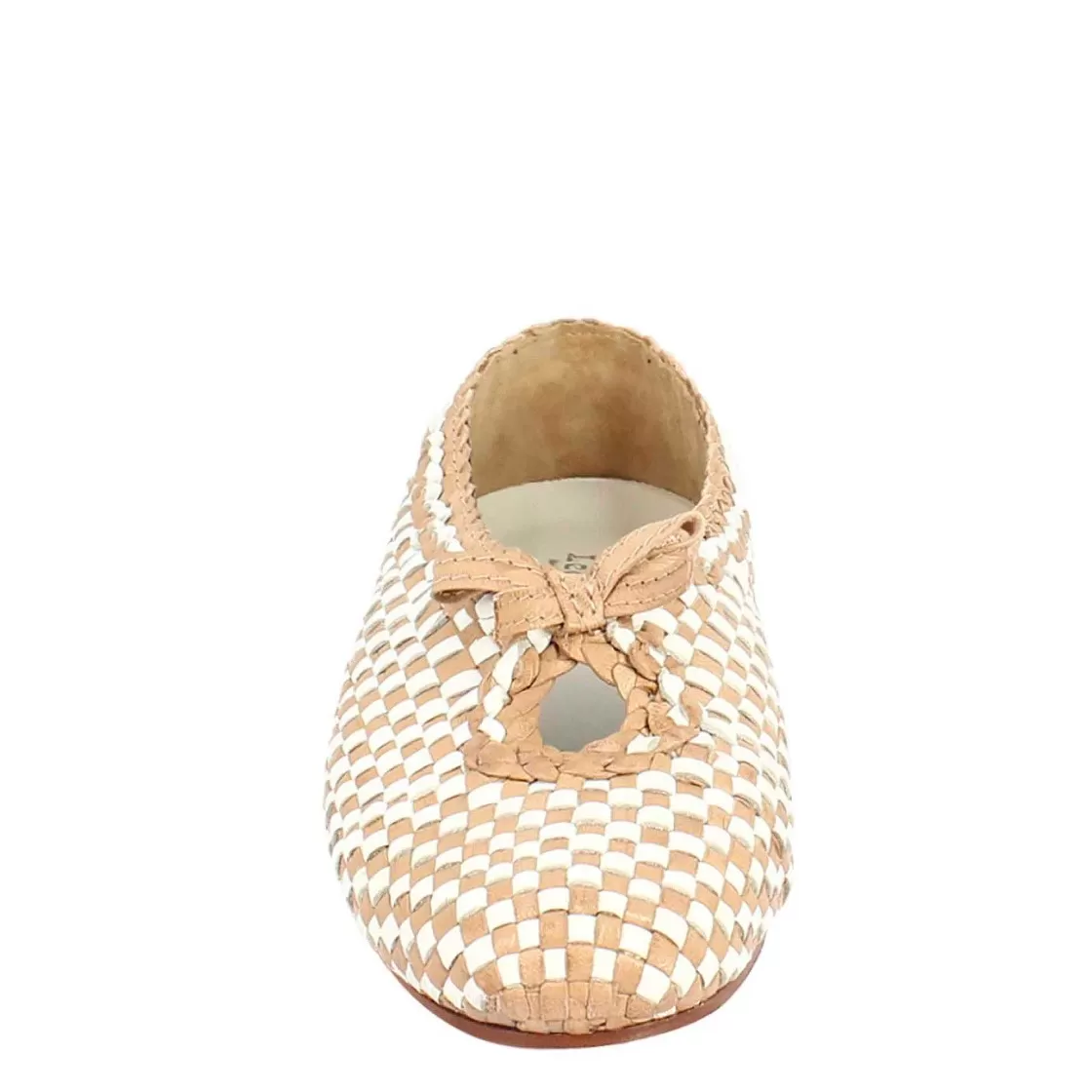 Leonardo Women'S Handmade Slip-On Loafers In Beige And White Woven Leather Flash Sale