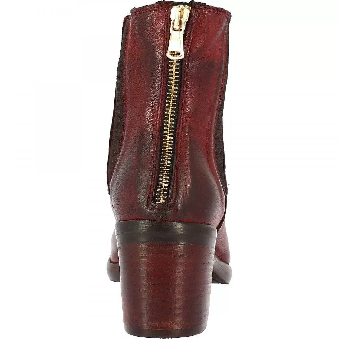 Leonardo Women'S Handmade Square Heel Ankle Boots In Burgundy Calf Leather With Zipper Hot