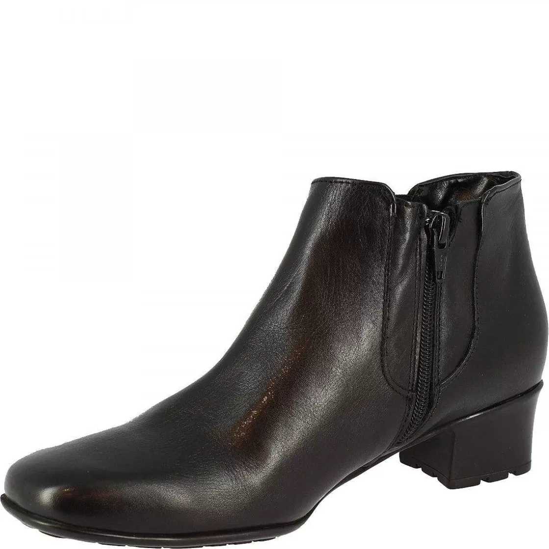 Leonardo Women'S Handmade Square Heels Ankle Boots In Black Calf Leather With Zipper Best Sale