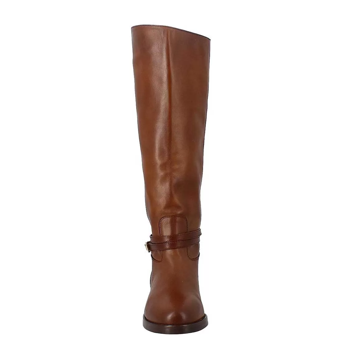 Leonardo Women'S Knee-High Riding Style Boot In Brown Leather Best Sale