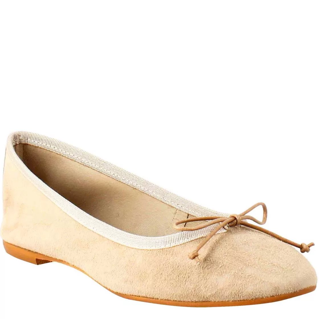 Leonardo Women'S Light Taupe Suede Ballet Flats Without Lining Outlet