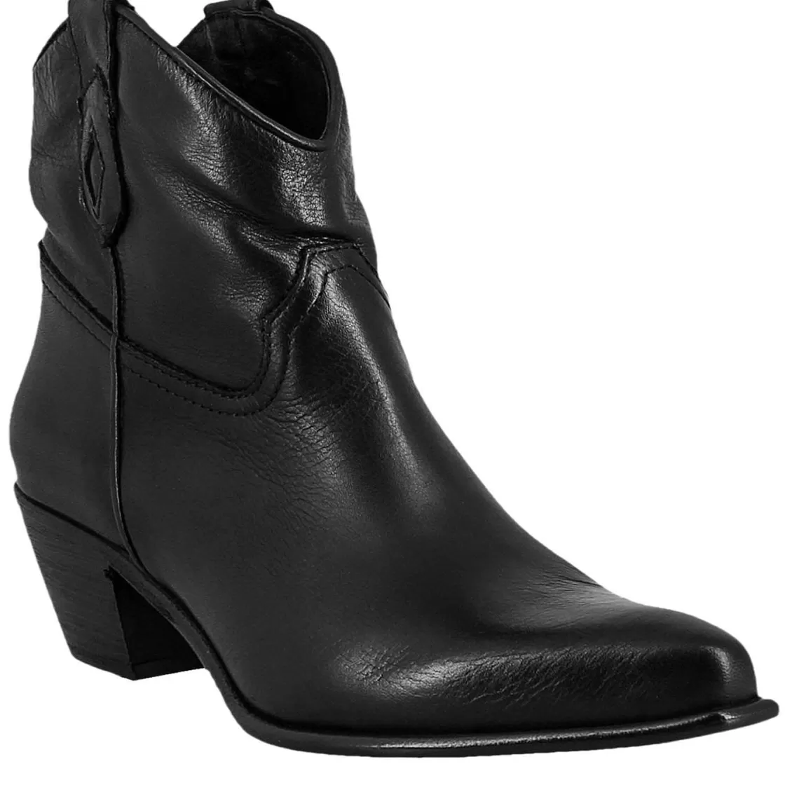 Leonardo Women'S Low Texan Boots Unlined In Black Vintage Leather Sale