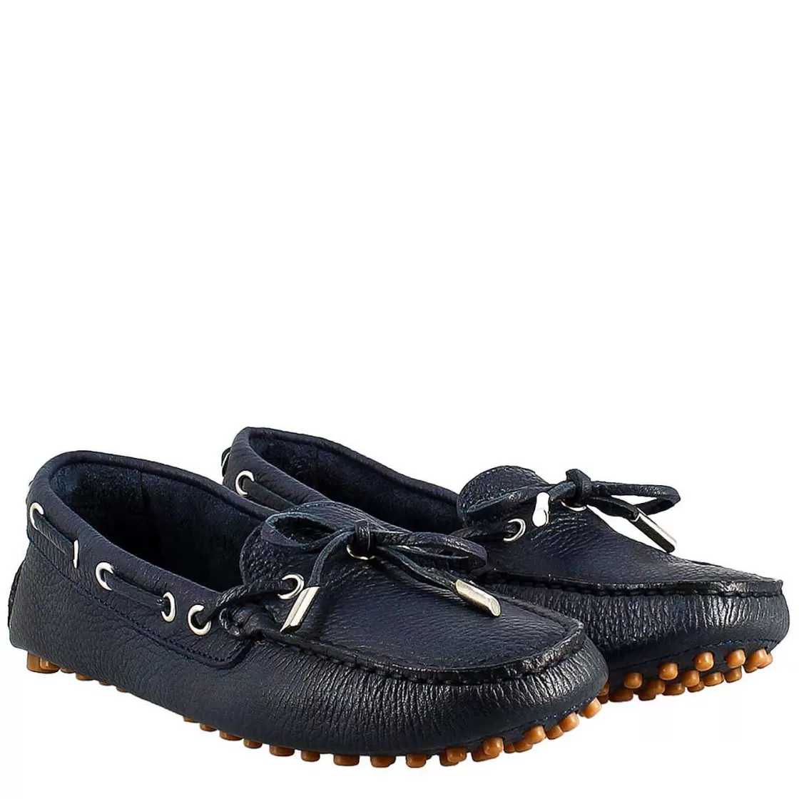 Leonardo Women'S Moccasin With Laces In Blue Leather Best Sale