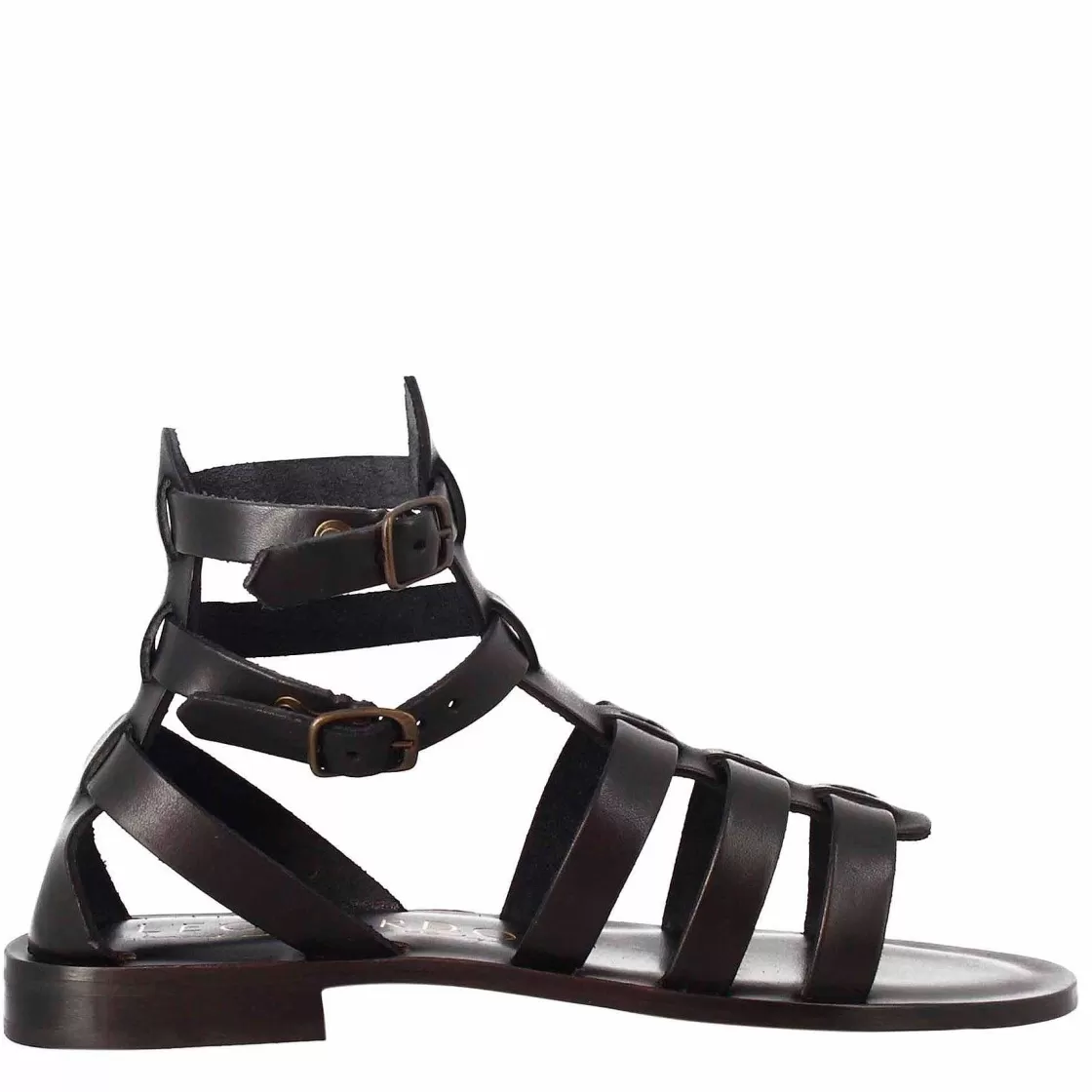 Leonardo Women'S Roman Style Ankle Sandals In Black Leather Discount