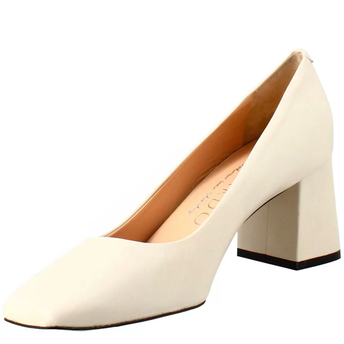 Leonardo Women'S Slingback Pumps In Beige Leather With Pointed Toe New