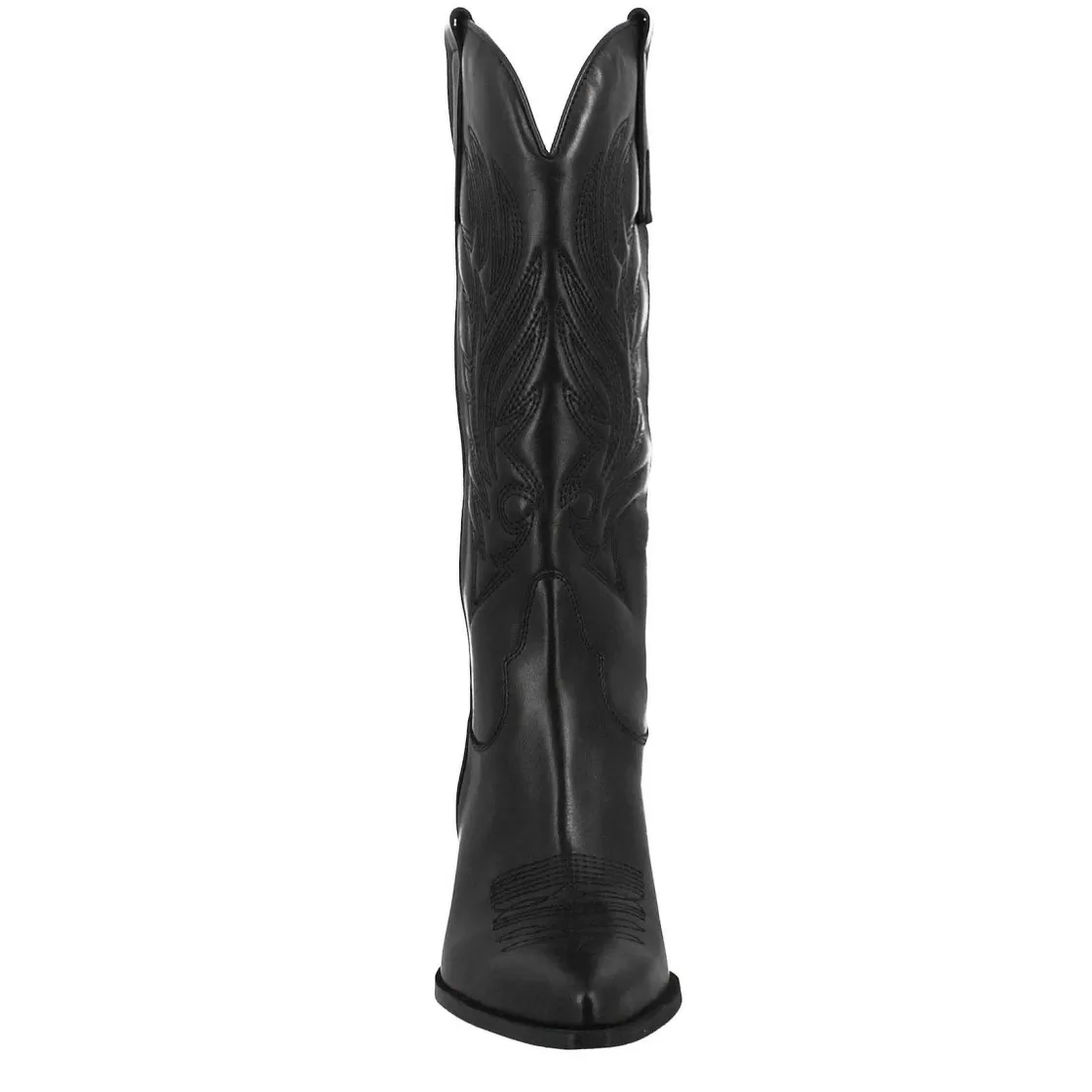 Leonardo Women'S Texan Boot In Black Leather With Embroidery Shop