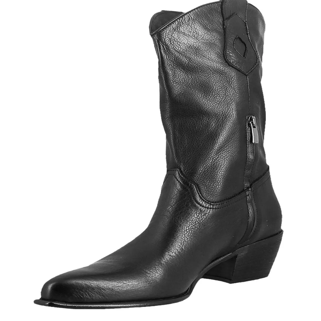 Leonardo Women'S Texan Boots Unlined In Black Vintage Leather Hot