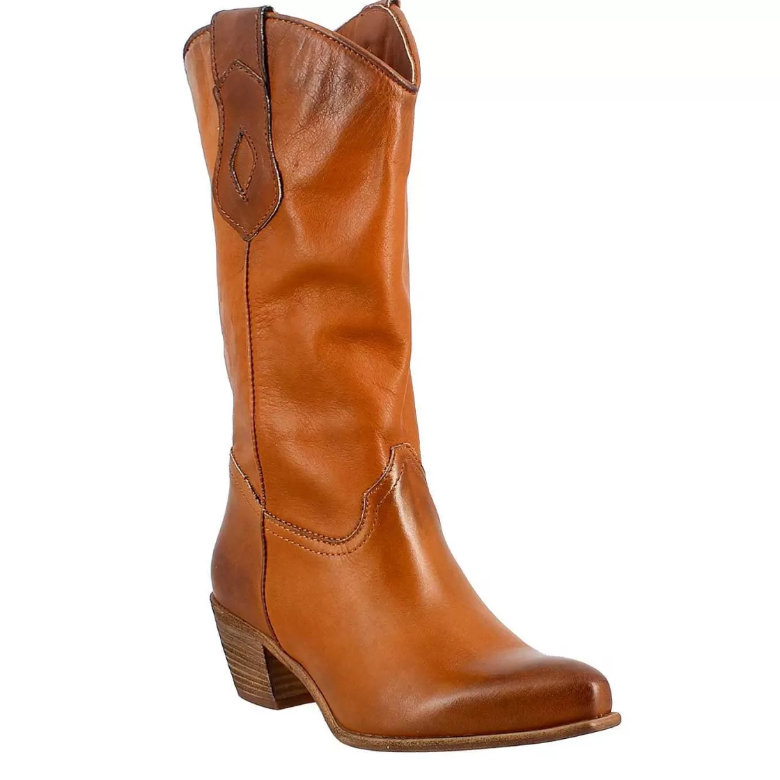Leonardo Women'S Texan Boots Unlined In Brown Vintage Leather. Store